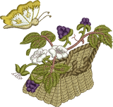 Blackberry Basket and Butterfly Embroidery Motif - 19 by Sue Box