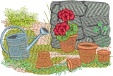 Geranium Garden Pots Embroidery Motif - 19 by Sue Box
