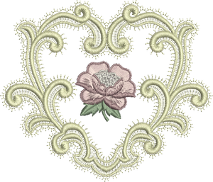 Heart and Rose Embroidery Motif - 19 -  A Romantic Era - by Sue Box