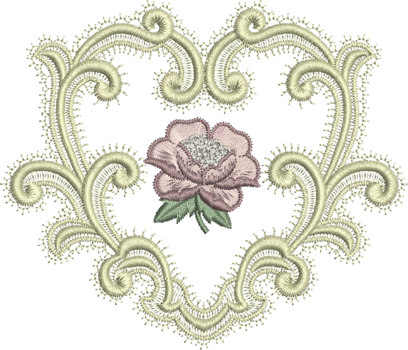Heart and Rose Embroidery Motif - 19 -  A Romantic Era - by Sue Box