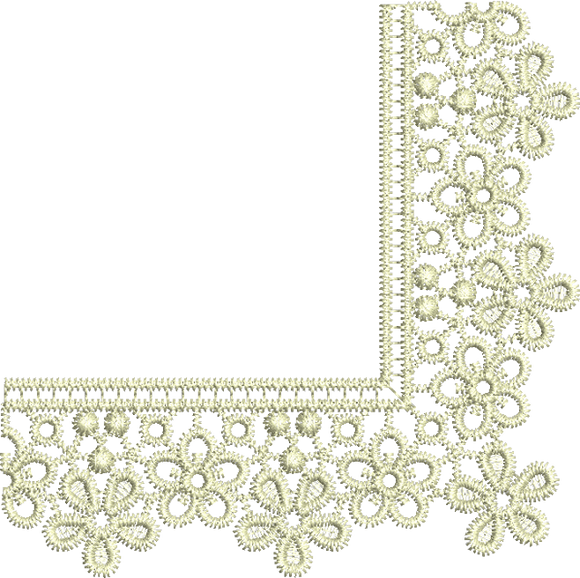 Lace Taj Flower Corner Embroidery Motif - 19 - Classic Lace - by Sue Box