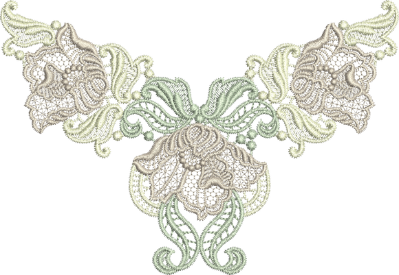 Lace - Antique Flower Design Embroidery Motif - 20 by Sue Box