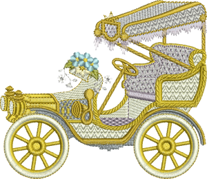 Car and Flowers Embroidery Motif - 20 by Sue Box