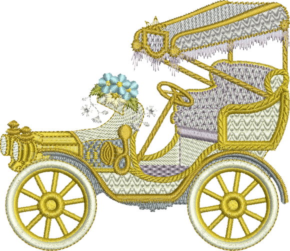 Car and Flowers Embroidery Motif - 20 by Sue Box