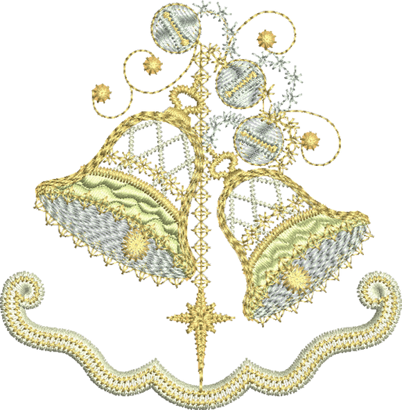 Christmas Circular Bells Border Embroidery Motif - 20 by Sue Box