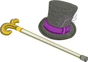 Top Hat and Cane Embroidery Motif - 20  by Sue Box