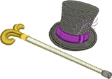 Top Hat and Cane Embroidery Motif - 20  by Sue Box