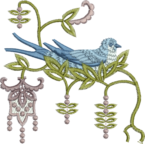 Blue Bird 2-Nesting Embroidery Motif - 21