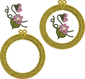 Antique Circle Design Set with flowers Embroidery 21 - by Sue Box