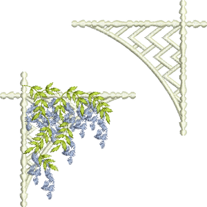 Floral Corner 4 and Lattice Corner Embroidery Motif - 21 by Sue Box