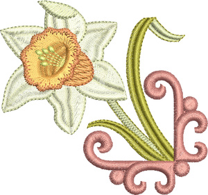 Daffodil Flower Motif 1 Embroidery Motif - 21 by Sue Box