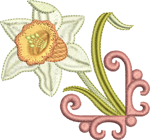 Daffodil Flower Motif 1 Embroidery Motif - 21 by Sue Box