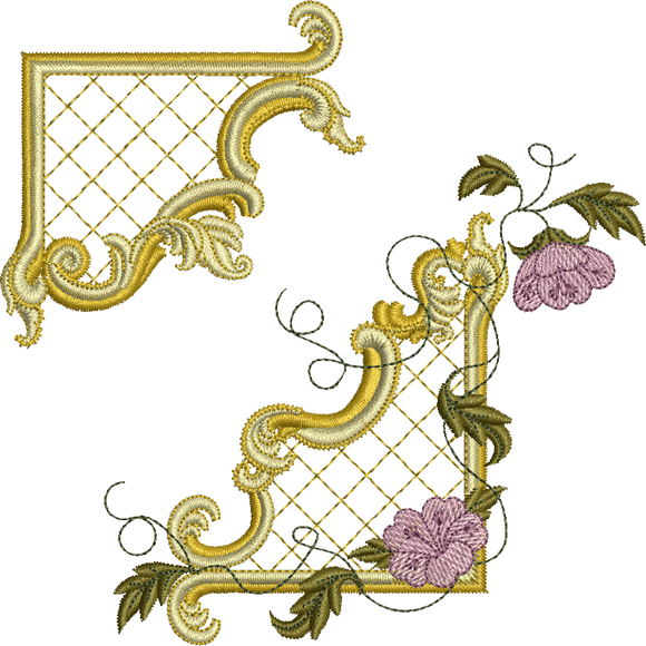 Gilt Frame 1 and Flowers Set Embroidery Motif - 21 by Sue Box