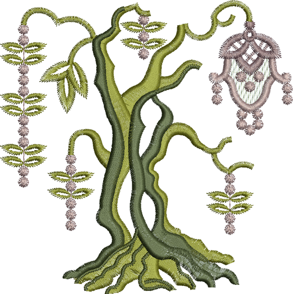 Tree Trunk 3-Bole Embroidery Motif - 22 by Sue Box