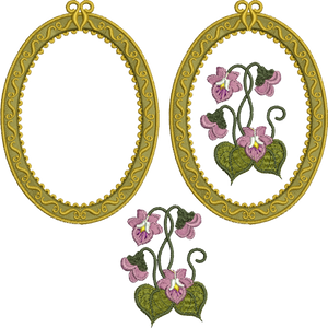 Applique Antique Oval 3 Design Set Embroidery Motif - 22 by Sue Box