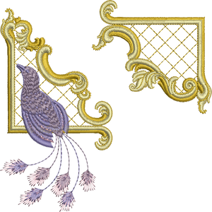 Gilt Frame 2 and Bird Set Embroidery Motif - 22 by Sue Box