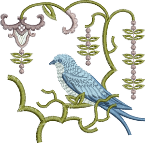 Blue Bird 1-Perching - Embroidery Motif - 23 by Sue Box