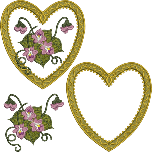 Applique Antique Heart Design Set Embroidery Motif - 23 by Sue Box