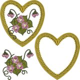 Applique Antique Heart Design Set Embroidery Motif - 23 by Sue Box