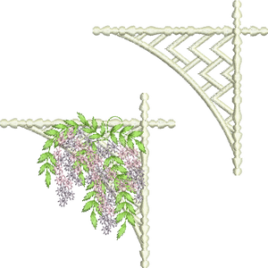 Floral Corner 3 and Lattice Corner Embroidery Motif - 23 by Sue Box