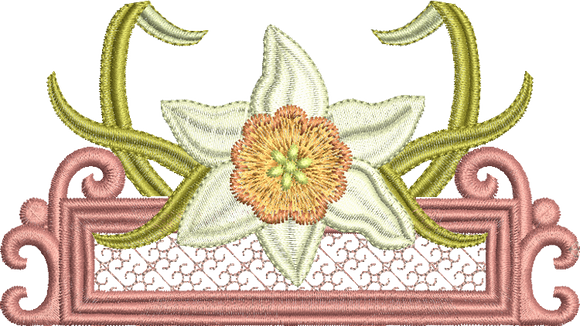 Daffodil Flower Border Embroidery Motif - 23 by Sue Box