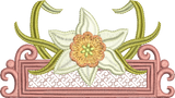 Daffodil Flower Border Embroidery Motif - 23 by Sue Box