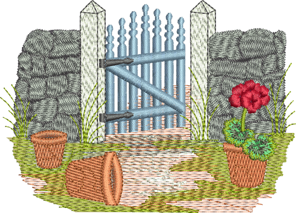 Garden Gate Embroidery Motif - 23 - by Sue Box