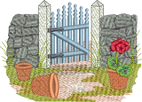 Garden Gate Embroidery Motif - 23 - by Sue Box