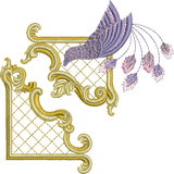 Gilt Frame 3 and Bird Set Embroidery Motif -23 by Sue Box