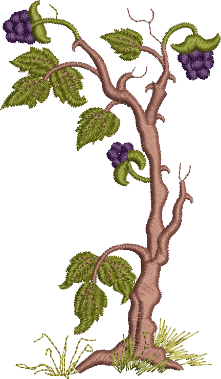 Bramble Bush and Blackberries Embroidery Motif - 24 by Sue Box