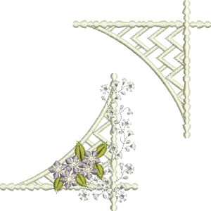 Floral Corner 2 and Lattice Corner Embroidery Motif - 24 by Sue Box