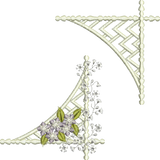 Floral Corner 2 and Lattice Corner Embroidery Motif - 24 by Sue Box