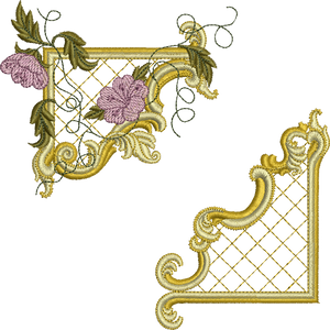 Gilt Frame 4 and Flowers Set Embroidery Motif - 24 by Sue Box