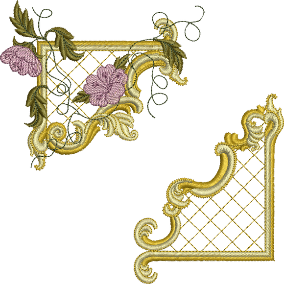 Gilt Frame 4 and Flowers Set Embroidery Motif - 24 by Sue Box