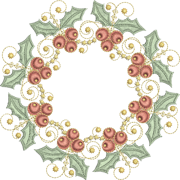 Christmas Wreath Large - Embroidery Motif - 24 by Sue Box
