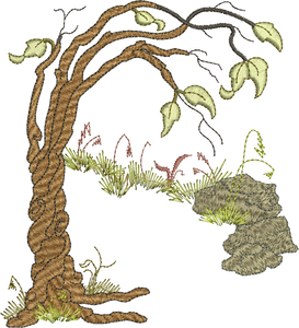 Tree Landscape Scene Embroidery Motif - 25 by Sue Box
