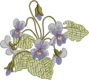 Fairy Violets Flower Embroidery Motif - 25 by Sue Box