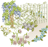 Floral Lattice Scene A Embroidery Motif - 26 by Sue Box