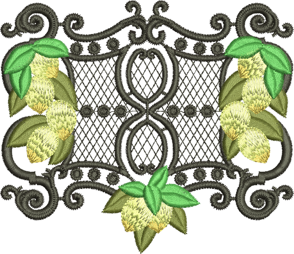 Lemons and Wrought Iron Embroidery Motif - 26 by Sue Box