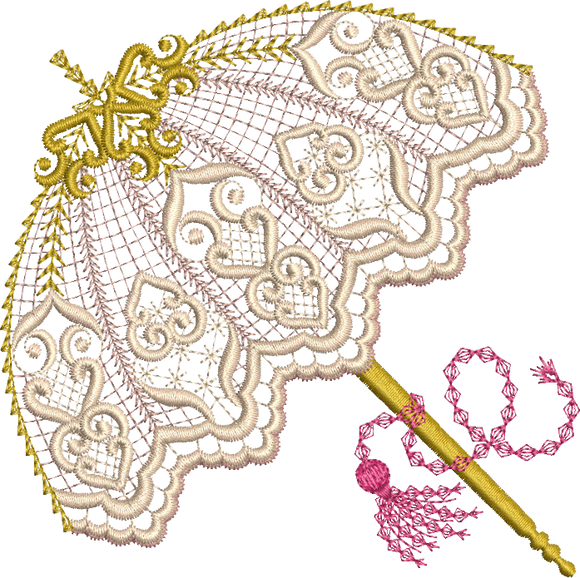 Parasol - Umbrella Embroidery Motif -26 -  A Romantic Era - by Sue Box