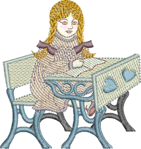 Schoolgirl student Embroidery Motif - 26 by Sue Box