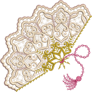 Ladies Elegant Fan Embroidery Motif - 27 by Sue Box