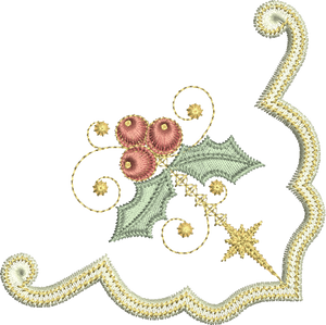 Christmas Holly Corner Embroidery Motif - 27 by Sue Box