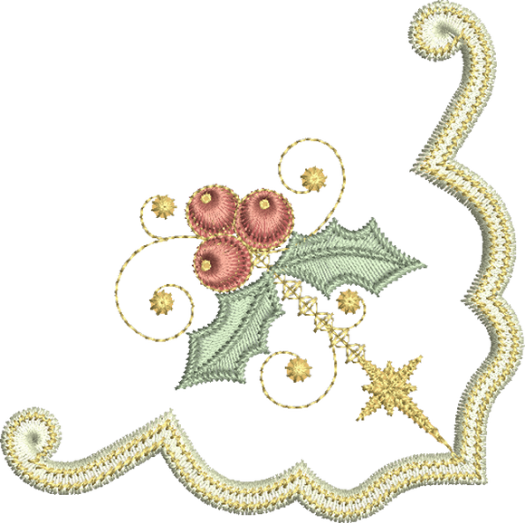 Christmas Holly Corner Embroidery Motif - 27 by Sue Box