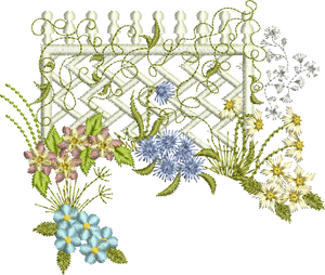 Floral Lattice Scene B Embroidery Motif - 27 by Sue Box