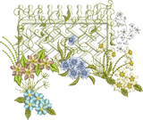 Floral Lattice Scene B Embroidery Motif - 27 by Sue Box