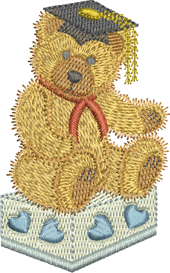Teddy Bear Scholar Embroidery Motif - 27 by Sue Box