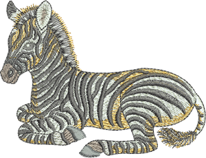 Zebra Lay Embroidery Motif - 27 - Zoo Babies by Sue Box