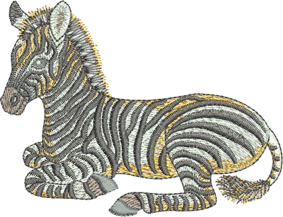 Zebra Lay Embroidery Motif - 27 - Zoo Babies by Sue Box