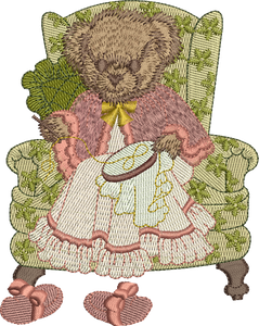 Teddy Bear Lady Oaks Embroidery Motif - 28 by Sue Box